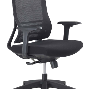 Siège bureautique ergonomique – synchrone blocable 3 positions, translation d’assise, tension réglable anti-retour, dossier filet noir respirant, soutien lombaire, coloris noir, lift, pied nylon, roulettes Ø60 mm Chaise de bureau ergonomique : siège bureautique synchrone (3 positions), assise coulissante, réglage de tension avec anti-retour, dossier mesh noir, support lombaire, vérin lift, base/pied nylon, roulettes Ø60 mm – idéal open space & télétravail