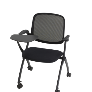 Fauteuil visiteur empilable – chaise de réunion/formation, dossier filet respirant, accoudoirs rabattables, assise rabattable tissu noir, structure métal noir sur roulettes, option tablette écritoire réf. 3934, livré non monté Fauteuil visiteur empilable : chaise d’accueil et de conférence – maille filet, accoudoirs relevables, assise escamotable, roulettes, structure métal noir – option tablette écritoire (réf. 3934) – livré non monté