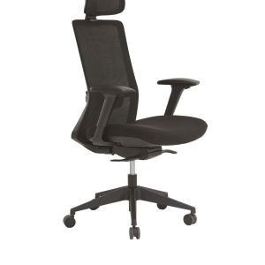 Fauteuil de bureau ergonomique – synchrone automatique blocable 4 positions, têtière réglable, translation d’assise, soutien lombaire réglable, accoudoirs 3D soft touch, dossier filet noir respirant, tension auto anti-retour, lift, pied nylon Fauteuil ergonomique : siège opératif synchrone automatique (4 positions), appuie-tête réglable, assise coulissante, support lombaire ajustable, accoudoirs 3D, maille/mesh noir, réglage de tension automatique avec anti-retour, vérin lift, base/pied nylon