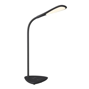 Lampe de bureau TOM QI – LED 7W avec chargeur à induction sans fil, variateur, 3 températures (2700–6500 K), 362 lm, arrêt auto 40 min, métal acier/aluminium Lampe de bureau TOM QI : LED 7W, chargeur induction, variateur d’intensité, 3 températures de couleur, 362 lm, arrêt automatique 40 min – base Ø15,5 cm, H 50 cm, L 30,5 cm