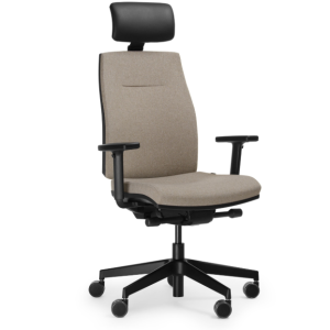 Fauteuil de bureau pivotant Corr CJ 103 Black – ergonomique, synchrone autopesé, appui-tête et accoudoirs réglables Le fauteuil de bureau Corr CJ 103 Black est un siège de travail ergonomique conçu pour un usage quotidien en open space, bureau individuel et poste informatique. Son mécanisme synchrone autopesé B+X ajuste automatiquement la tension du ressort au poids de l’utilisateur pour un confort durable, une meilleure posture et un soutien optimal lors des longues sessions de travail. Revêtement Fenno – finition et confort Revêtement intérieur : Fenno (groupe de prix 1) Assise : coloris FN001 Dossier : coloris FN001 Mécanisme B+X synchrone autopesé – réglages ergonomiques Synchronisé autopesé : la résistance s’adapte automatiquement au poids de la personne assise Inclinaison : dossier 20° / assise 5° Profondeur d’assise réglable : 58 mm (ajustement précis de l’assise) Dossier réglable – maintien et confort prolongé Réglage en hauteur du dossier : 100 mm Appui-tête réglable – soutien cervical Réglage haut-bas : 65 mm Inclinaison : jusqu’à 42° Finition : capoté en cuir noir Accoudoirs réglables et matériaux durables Accoudoirs P48B : réglage en hauteur 80 mm Structure : nylon noir / TPU Manchettes souples : thermopolyuréthane, entièrement recyclables Base et roulettes – stabilité et mobilité Base : plastique noir renforcé fibres de verre Roulettes DEM : roulettes dures adaptées aux sols souples Idéal pour améliorer l’ergonomie au bureau, réduire la fatigue posturale et optimiser le confort en position assise, le Corr CJ 103 Black combine réglages, qualité des composants et design professionnel.